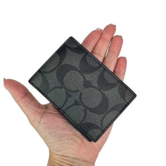 Coach Signature Slim Small ID Window Card Wallet mens black - Picture 5 of 7